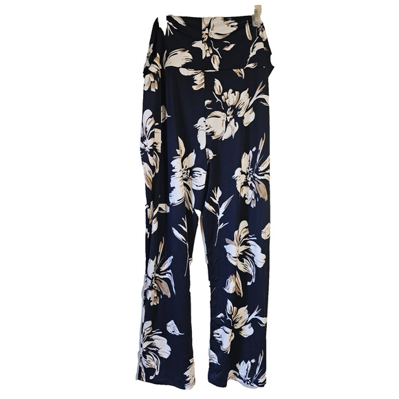 White Mark Pants - White Mark Navy Floral Printed Palazzo Pants Wide Leg Plus Sz 4XL NWT